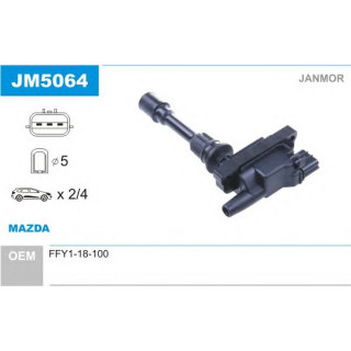 Катушка зажигания (пр-во JANMOR) MAZDA 626, Premacy 2.0i, V16, FS JM5064 938 р.