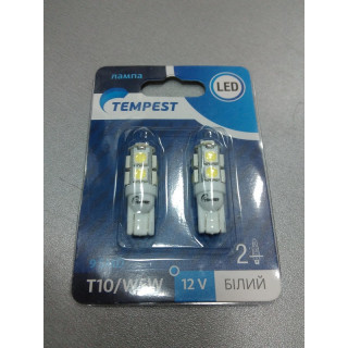 Лампа габаритов 9 диодов LED белый к-кт 2 шт. (пр-во TEMPEST) W5W 12V TP215T1012V 37 р.