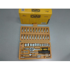 Набор насадок торцевых 24T CrV стандарт 1/4 251546 (пр-во СИЛА) 46 предметов.