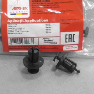 Пистон, клипса крепления бампера и решетки (ASAM) RENAULT MEGANE II