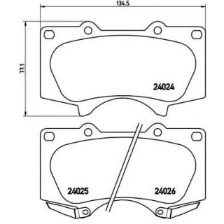 Комплект тормозных колодок, дисковый тормоз передн. BREMBO TOYOTA LAND CRUISER PRADO P83102 1 303 р.